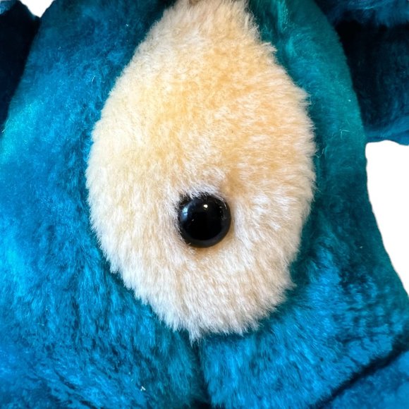 Vintage Liberty Toy Teal Blue Stuffed Dog 13" Kitsch Toy Decor Carnival Prize - Picture 3 of 10